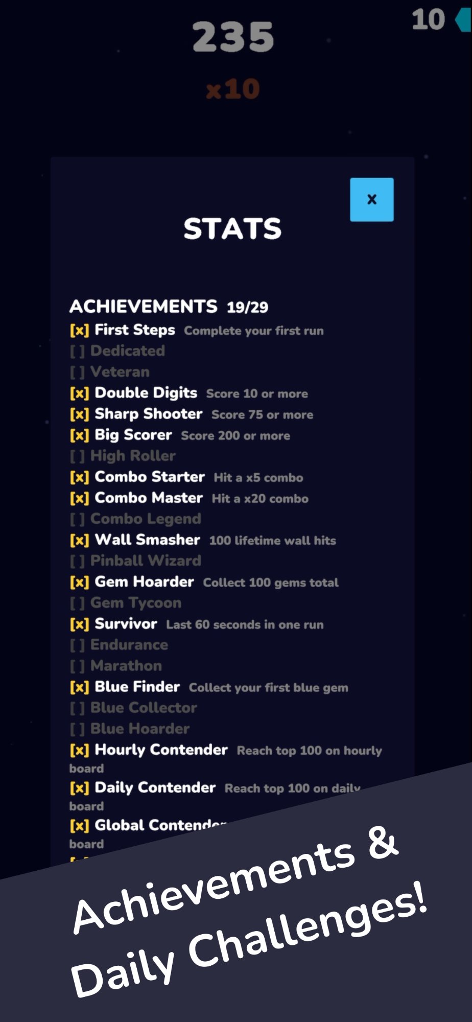 Achievements and daily challenges